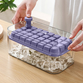 按压冰块模具冰格制冰盒带盖食品级冻冰块，模型自制冰箱冻冰块神器