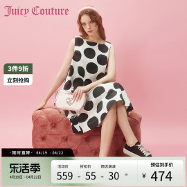 Juicy Couture橘滋女装2024春跃动波点刺绣印花背心连衣裙