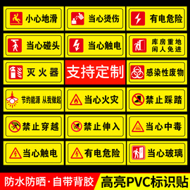 温馨提示贴注意安全小心地滑当心台阶，有电危险禁止吸烟严禁烟火节约用水随手关灯闲人免进防火检查警示墙贴牌