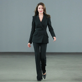 maggiema马婧同款西装套装精纺羊毛，时尚气质通勤黑色女西装两件套