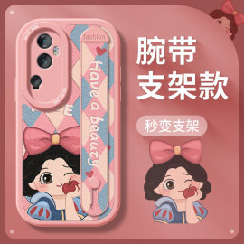 适用opporeno11手机壳女款oppo reno10pro+保护套防摔find x5腕带全包reno8磨砂7pro软外壳reno6支架格子公主