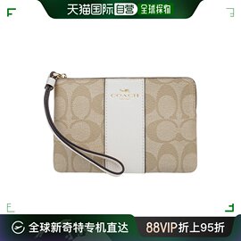 香港直邮coach蔻驰女款卡其白色pvc短款手拿包零钱包f58035imd