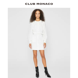 CLUB MONACO女装圆领腰带修身气质优雅工装风长袖连衣裙