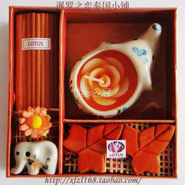 泰国莲花丝绸香薰礼盒线香大象香熏蜡烛套装盒旅游纪念品