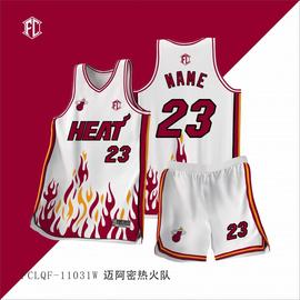 nba热火队2024同款篮球服，套装数码印定制韦德阿德巴约美式球衣