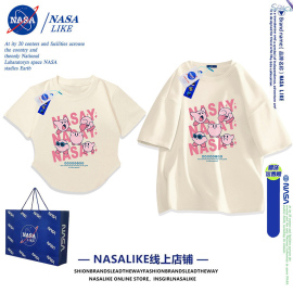 NASA联名 纯棉情侣装短袖T恤夏天款一男一女2024年上衣服