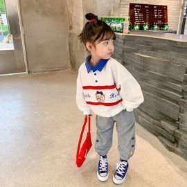 女童装时髦套装洋气儿童春秋2024年网红运动韩范童春装套装