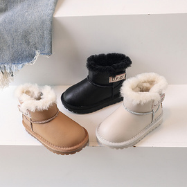 童鞋冬款儿童雪地，靴加绒加厚靴子简约百搭女童低邦棉鞋