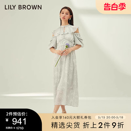 LILY BROWN春夏款甜美小飞袖露肩收腰碎花连衣裙LWFO231204