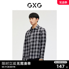 gxg男装商场同款黑白格，字母绣花衬衫，2023年春季ge1030225l