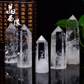 天然白水晶(白水晶)柱，六棱柱单尖柱白色透明客厅，书房商铺公司玄关居家摆件