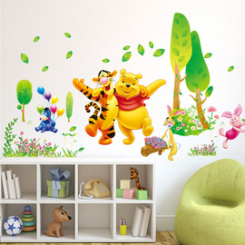 维尼熊儿童宝宝房间自粘卡通动物儿童房班级布置防水贴纸贴画墙贴