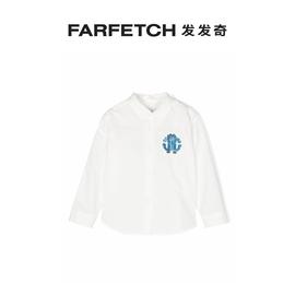 robertocavallijunior童装logo刺绣，长袖衬衫farfetch发发奇