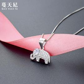 日韩版网红创意可爱项链项坠，s925银镶钻大象锁骨，链吊坠银饰品