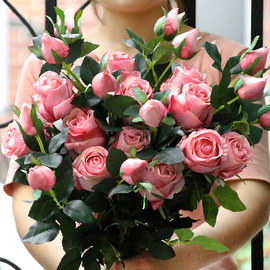 保加利亚玫瑰花仿真花束假花摆设，欧式塑料花装饰绢花客厅餐桌摆件