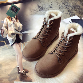 冬季韩版学生雪地靴女短靴短筒保暖靴系带女鞋平跟潮马丁棉鞋靴子