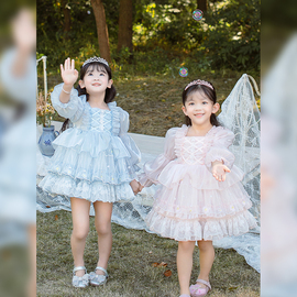 女童洛丽塔小女孩子公主裙生日，仙女洋气花童连衣裙，儿童礼服纱裙子