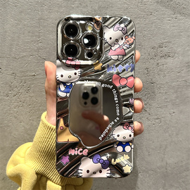 hellokitty适用iphone15promax手机壳14苹果13可爱12女款11全包镜头13pro凯蒂猫x镜面xr硅胶套xsmax卡通