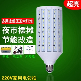 12v直流led玉米，太阳能低压夜市摆地摊电瓶抬网灯泡交流acdc48v60v