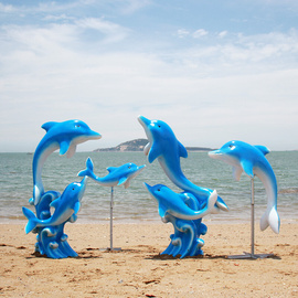 仿真动物海豚摆件海洋馆游泳馆喷水池装饰游乐园水上乐园景观雕塑