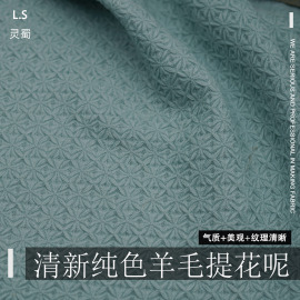 清新天蓝色小提花羊毛呢面料  605g春秋冬外套裙子大衣呢毛纺布料