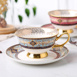 高档欧式咖啡杯小奢华描金边骨瓷英式下午茶茶具，套装家用红茶杯子