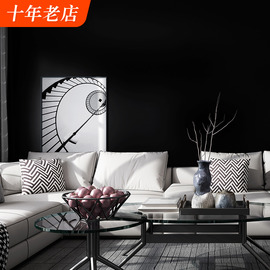 纯黑色壁纸欧式黑纯色素色现代简约北欧防水卧室客厅电视背景墙纸