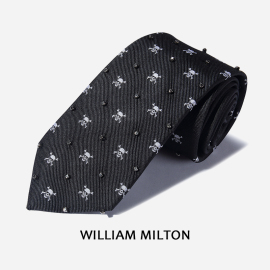 WILLIAM MILTON重磅手工珠绣领带男士哥特风骷髅刺绣领带时尚礼盒