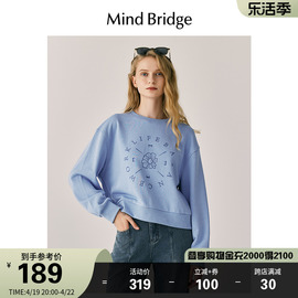 mindbridge长袖圆领女士，t恤冬季宽松潮流，卫衣休闲上衣