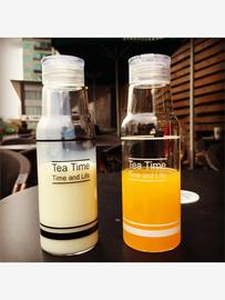韩国潮流英文透明汽水瓶玻璃杯，可爱水杯手提密封防漏户外运动杯子