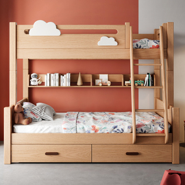 上下铺双层床榉木双人床，子母床儿童床实木高低，床小户型两层上下床