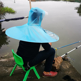 成人飞碟雨衣男士斗篷式户外垂钓雨伞女徒步透明防水钓鱼头盔伞帽