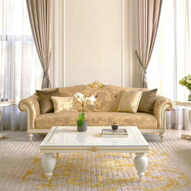 法式布艺沙发组合大小户型客厅新古典(新古典)实木雕花三人位宫廷奢华沙发