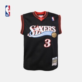 艾弗森00-01年76人sw复古球衣篮球服，背心nba-mitchellness-kids