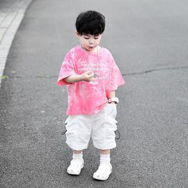 男童夏季短袖套装2023潮流韩版中小童薄款夏装潮酷男宝两件套