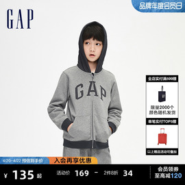 gap男女童冬季logo碳素，软磨抓绒柔软卫衣儿童，时髦运动上衣836686