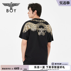 BOYLONDON潮牌短袖男女同款春夏时尚高街朋克黑色T恤N01031