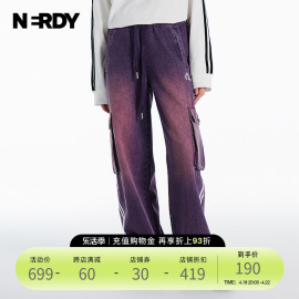 NERDY2024春季情侣宽松休闲直筒牛仔裤工装口袋长款潮女