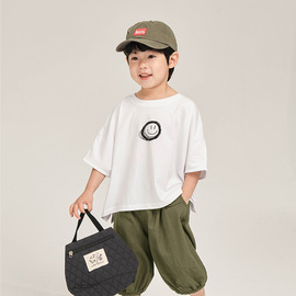韩国童装男童白色短袖，t恤夏季儿童蝙蝠袖，上衣宝宝宽松棉体恤