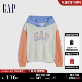 断码Gap女童春秋LOGO拼色运动卫衣洋气儿童连帽衫521681