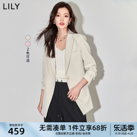 LILY2024春女装气质职业通勤款复古纯色一粒扣休闲西装外套女