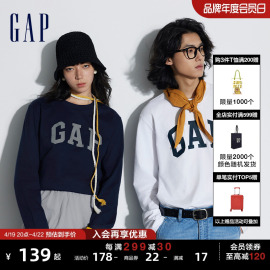 Gap男女装2024春季LOGO美式纯棉长袖T恤圆领运动打底衫892184