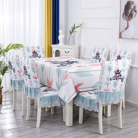 家用椅子套罩欧式餐桌布餐椅套椅垫，套装蕾丝茶机布现代(布，现代)清新圆桌布