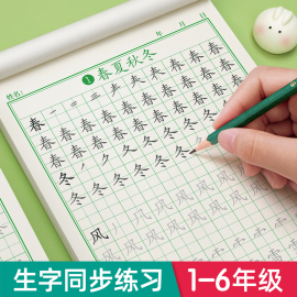 一年级字帖练字帖二年级三年级上册下册语文，同步人教版小学生四五六硬笔书法练字本笔画，笔顺每日一练儿童生字写字帖练习册描红专用