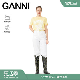 GANNI女装 水果系列香蕉印花黄色短袖T恤衫 T3577865