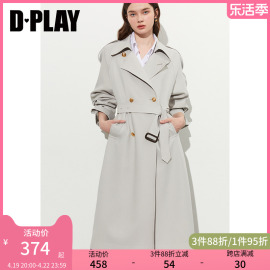 dplay黑标新高级感ol英伦，风浅砂灰大码长款风衣外套