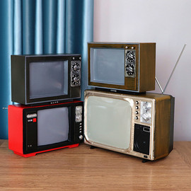 老式黑白电视机留声机收音机，模型酒吧餐厅，橱窗道具装饰复古怀旧摆