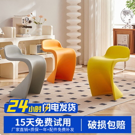 潘东椅轻奢高级餐椅简约现代网红塑料可叠放椅子，家用靠背凳化妆凳