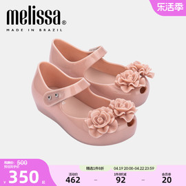 Melissa梅丽莎花朵魔术贴平底鱼嘴休闲小童单鞋33612