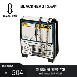 black head/黑头设计师潮牌 时尚个性牛皮拼色汽车斜挎单肩包情侣